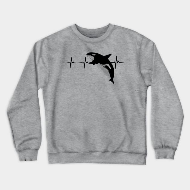 Funny Orca Heartbeat Design Killer Whale Crewneck Sweatshirt by spantshirt